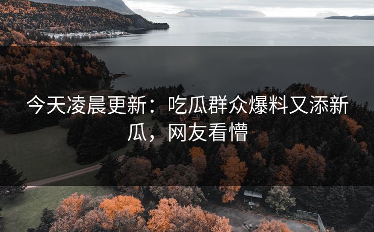 今天凌晨更新：吃瓜群众爆料又添新瓜，网友看懵