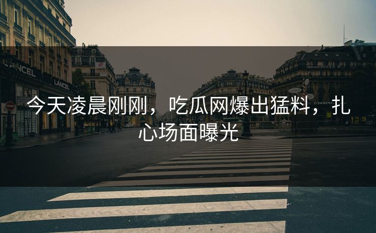 今天凌晨刚刚，吃瓜网爆出猛料，扎心场面曝光