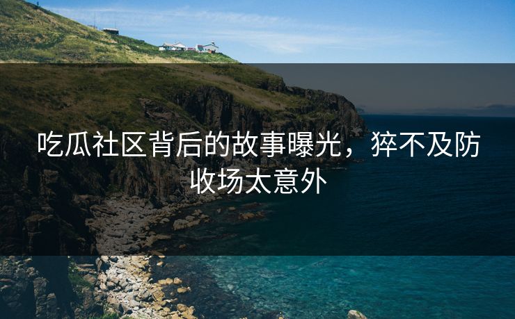 吃瓜社区背后的故事曝光，猝不及防收场太意外