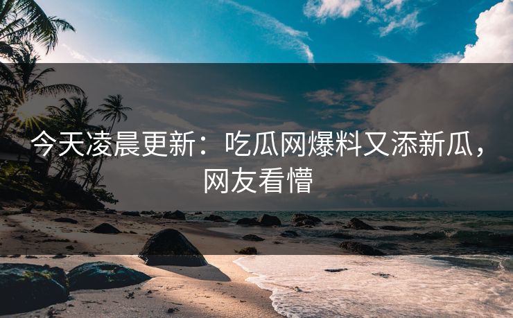 今天凌晨更新：吃瓜网爆料又添新瓜，网友看懵