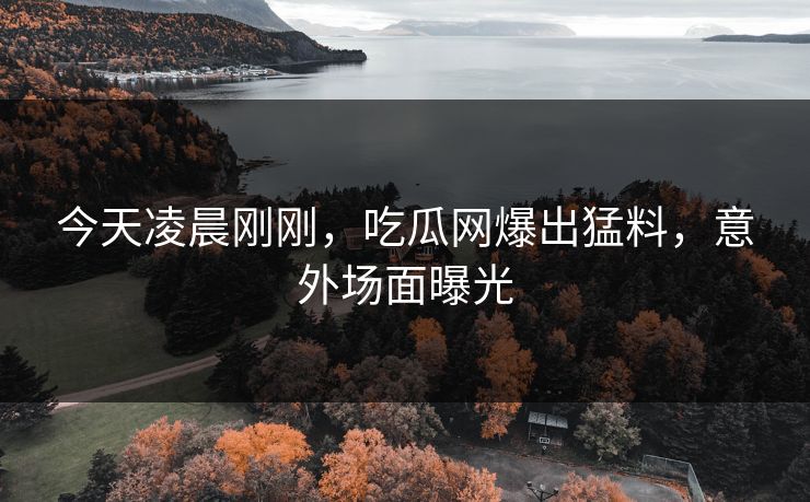 今天凌晨刚刚，吃瓜网爆出猛料，意外场面曝光