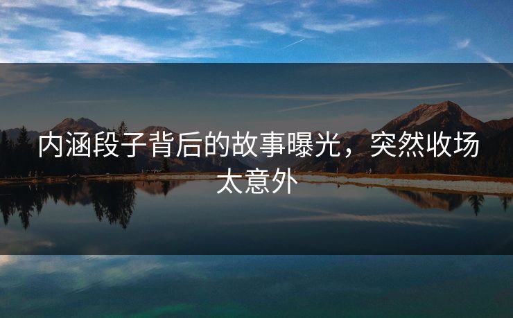 内涵段子背后的故事曝光，突然收场太意外