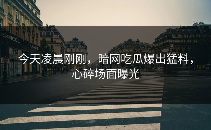 今天凌晨刚刚，暗网吃瓜爆出猛料，心碎场面曝光