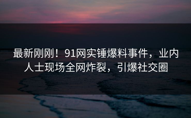 最新刚刚！91网实锤爆料事件，业内人士现场全网炸裂，引爆社交圈